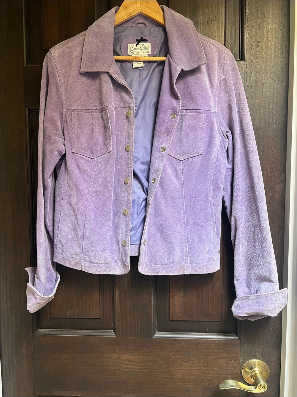 Live a Little Pastel Lavender Suede Jean Jacket